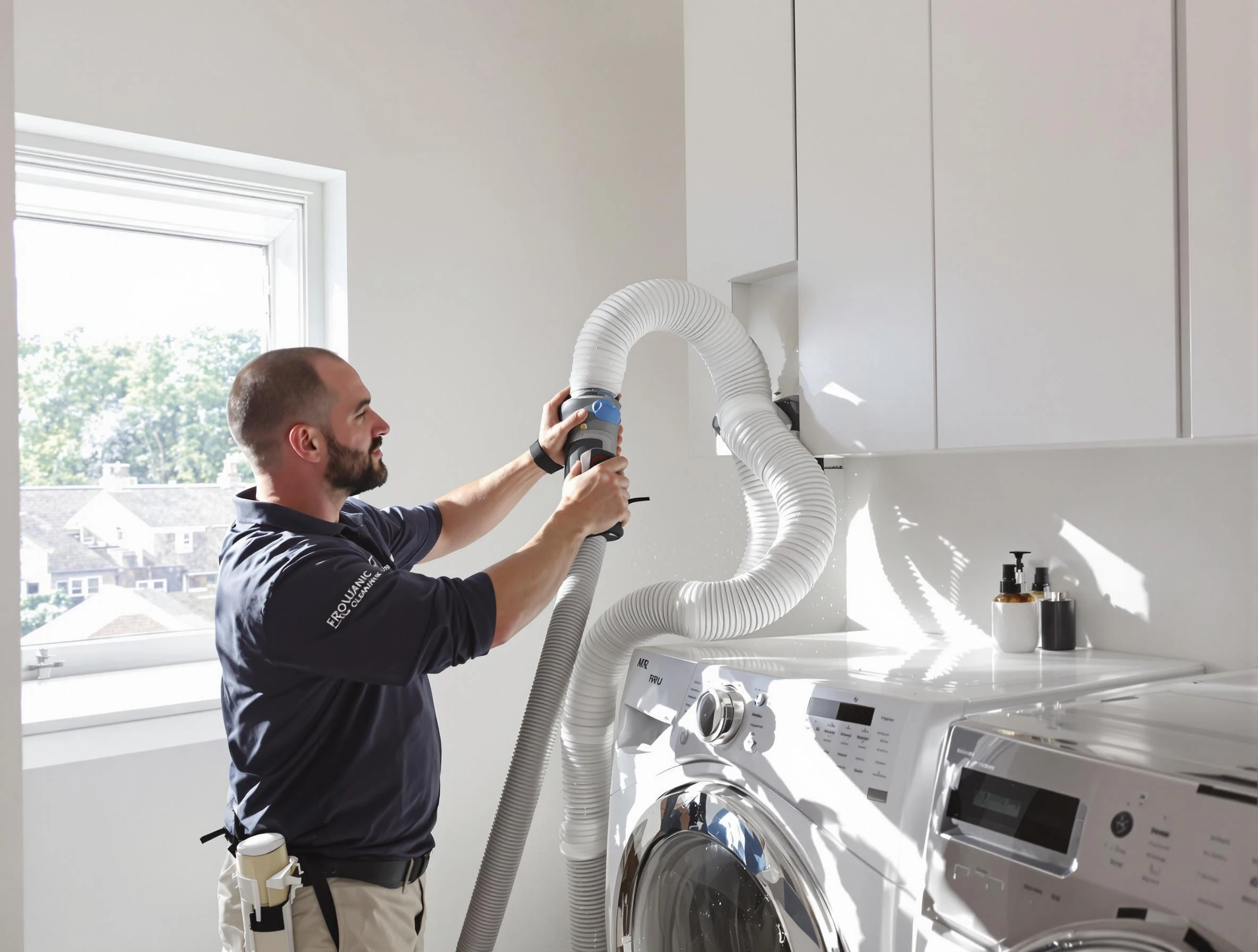 Certified Oneonta Dryer Vent Cleaning technician performing dryer vent cleaning in Oneonta