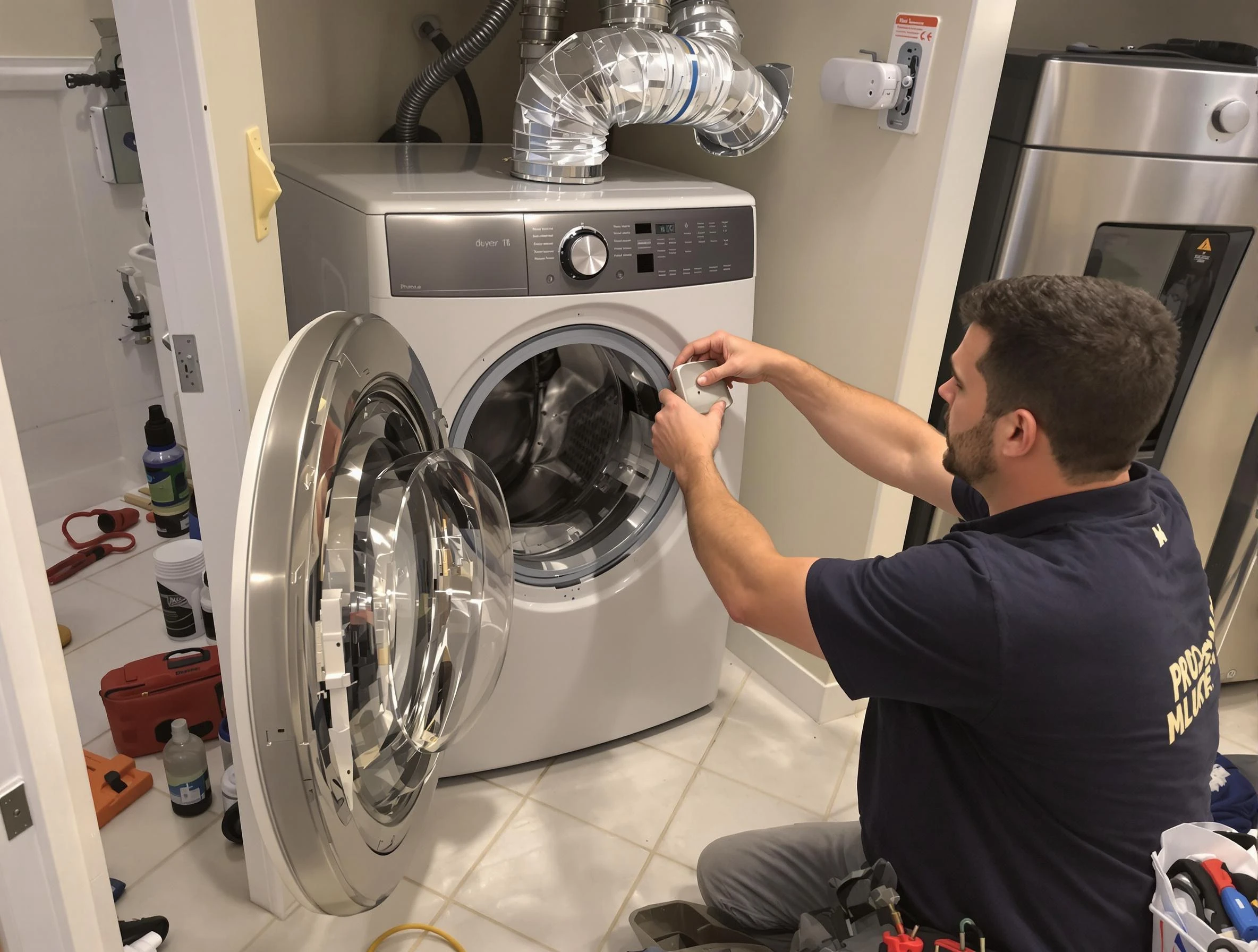 Oneonta Dryer Vent Cleaning technician performing precise dryer vent hose installation in Oneonta